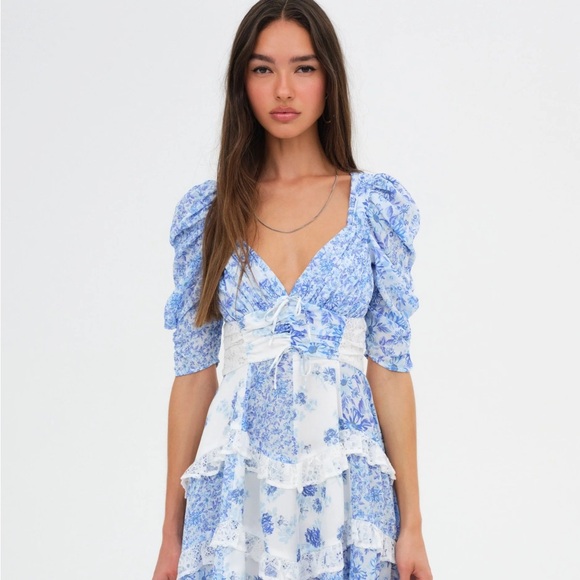 For Love and Lemons Rosalyn Mini Dress blue - Picture 4 of 12